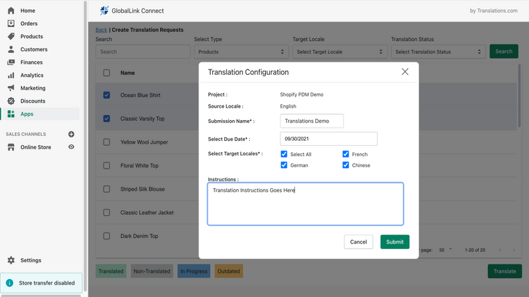 GlobalLink Connect Screenshot