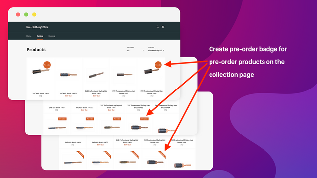 Shopify forudbestillingsbadge på samlingssiden
