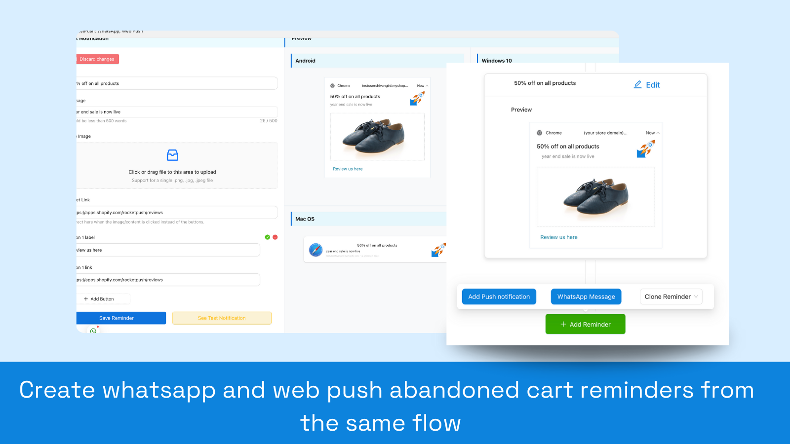 RocketPush: WhatsApp, Web Push Screenshot