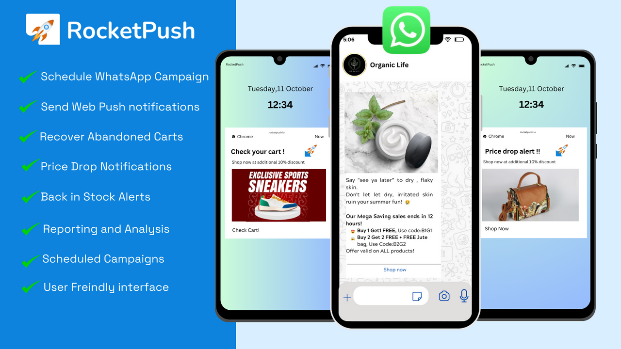 RocketPush: WhatsApp, Web Push