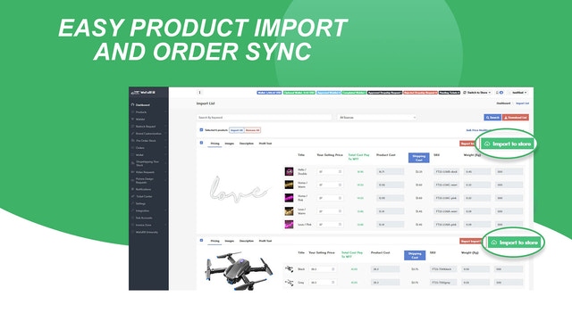 Importation facile de produits et synchronisation des commandes