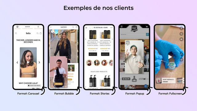 Exemple de nos clients ayant des videos shoppables