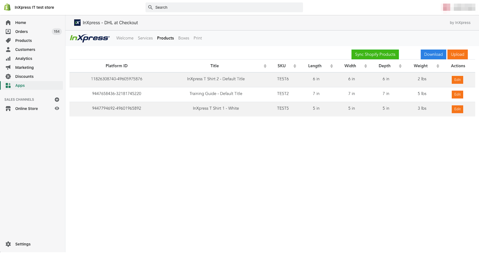 InXpress Shipping Rates Screenshot