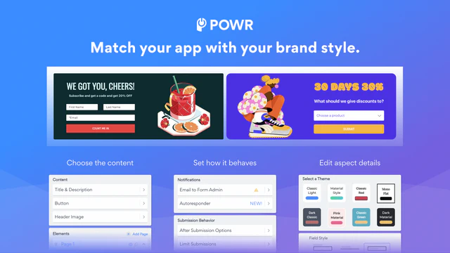 Match your app with your brand style.