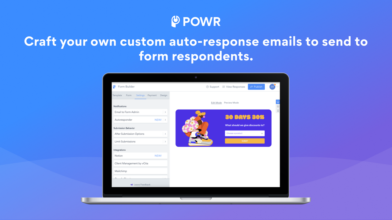 Créez vos propres e-mails de réponse automatique personnalisés à envoyer.