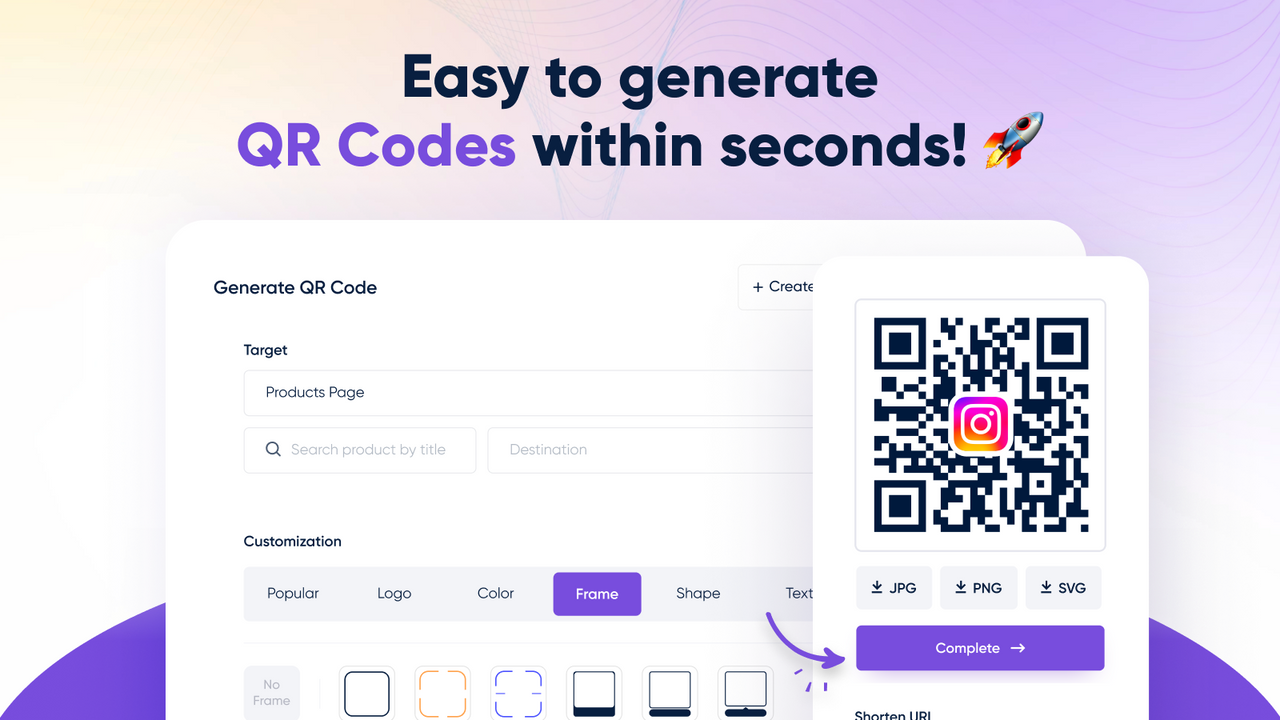 Create your own unique QR Codes in seconds!