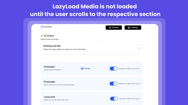LazyLoad Media laddas inte förrän användaren bläddrar till den respektive sektionen