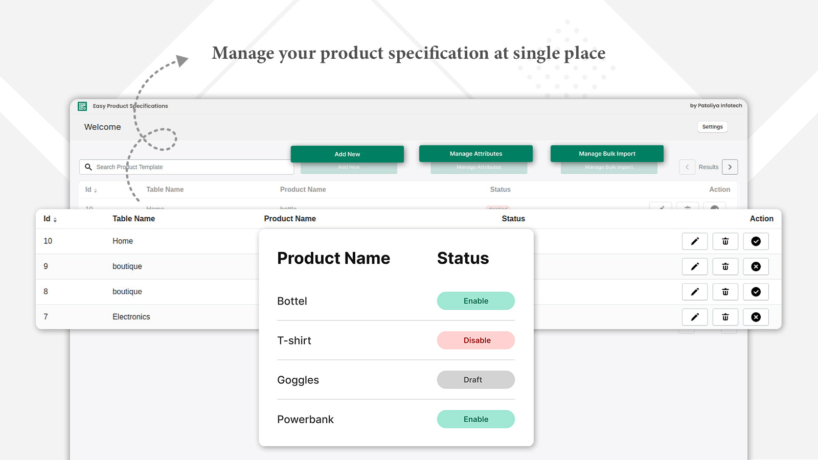 EasySpec Product Specification Screenshot