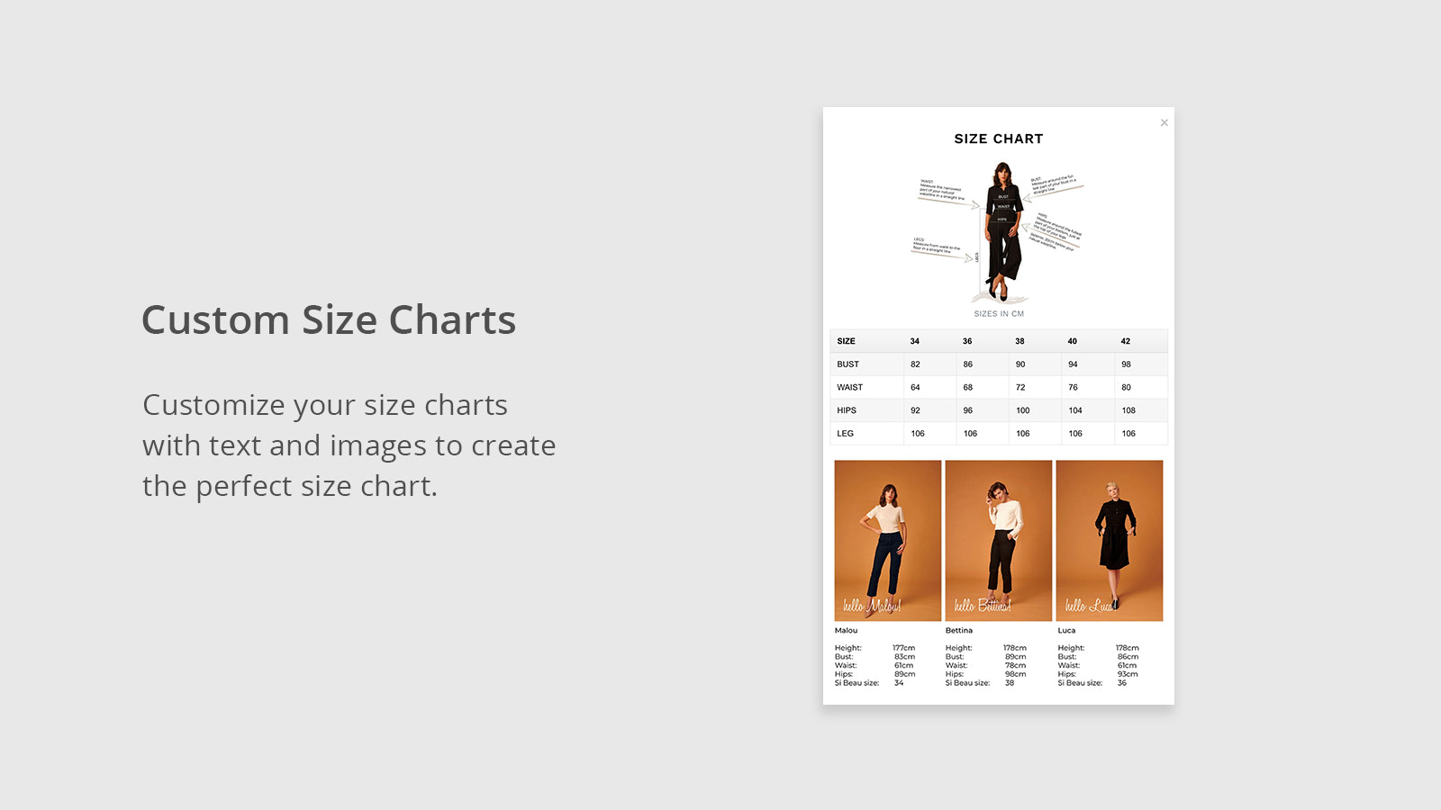 BF Size Charts & Size Guides - Reduce returns, Fit for Clothing Shoes ...