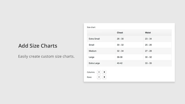 Shopify尺码表应用程序，Shopify尺码表，尺码指南，