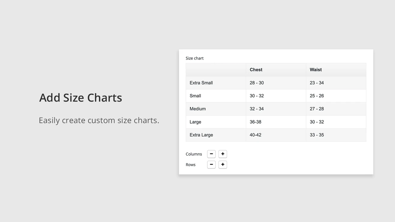 shopify Størrelsesdiagram app for shopify størrelsesdiagram, størrelsesguide, 