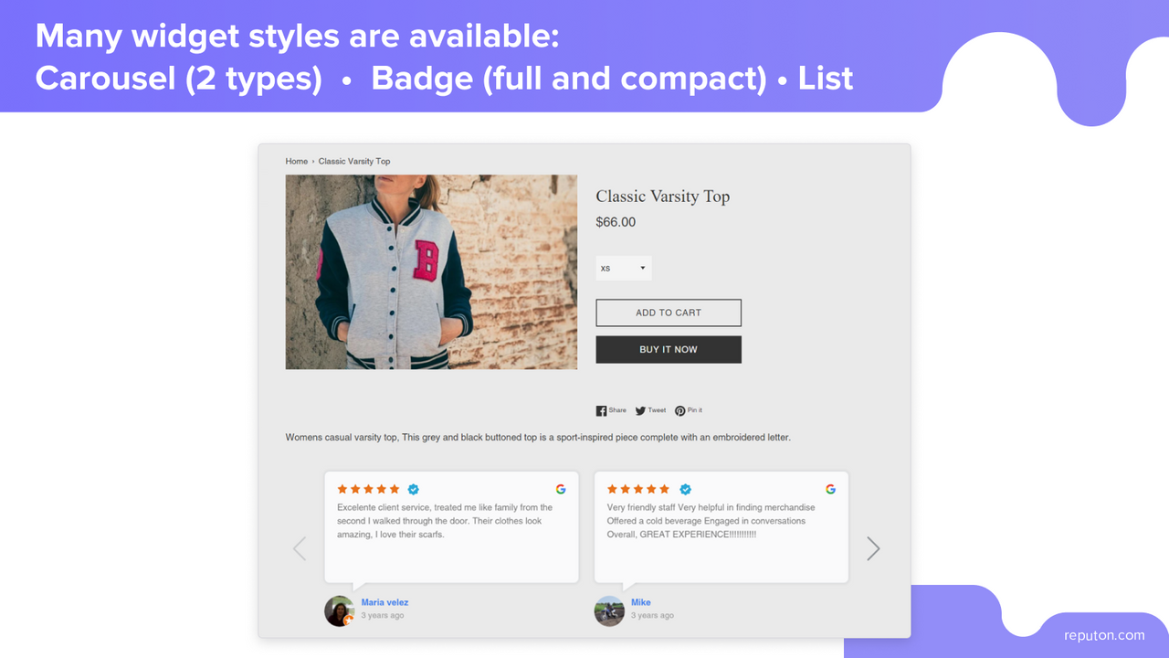 shopify google reviews list widget