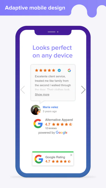 shopify google reviews widget mobile