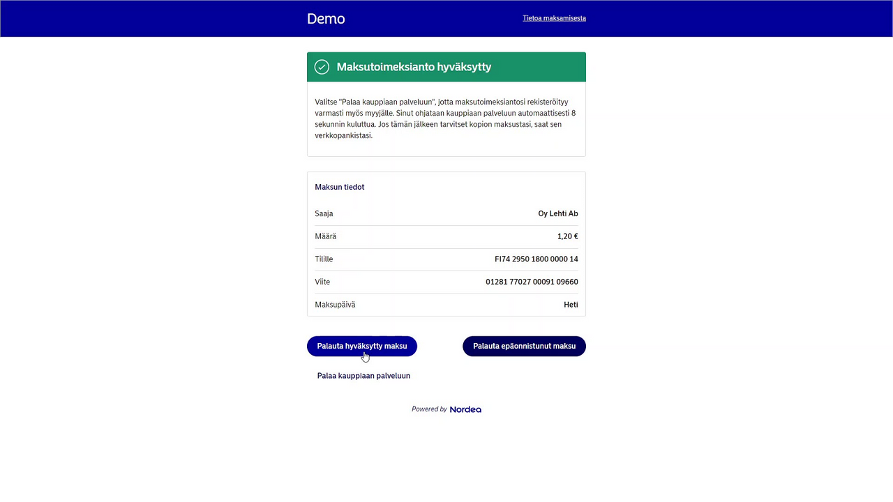 Paso 1 del pago Nordea