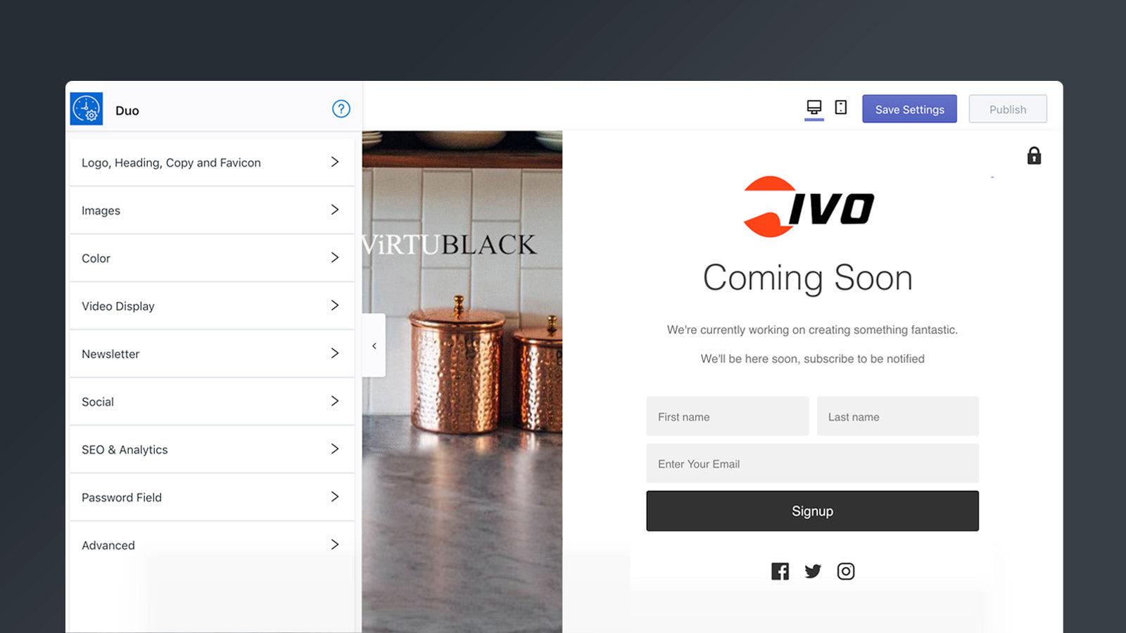 Coming Soon Pre‑Launch Builder Screenshot