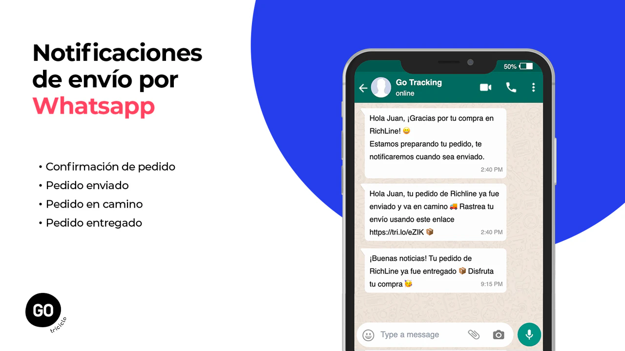 Notificaciones de envío por Whatsapp