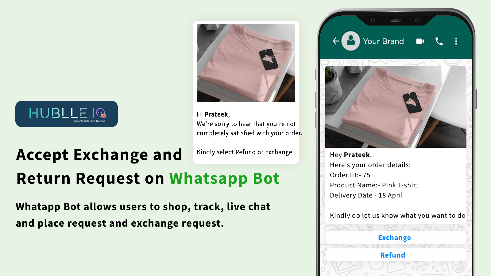 Accepter udveksling og returanmodning på Whatsapp Bot