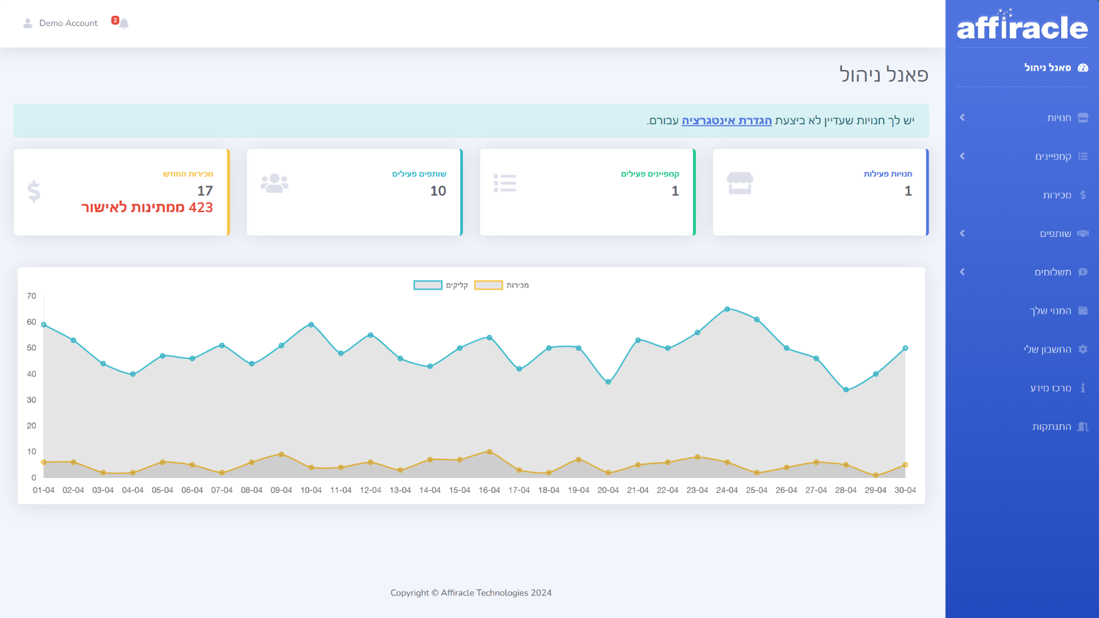 Affiracle Affiliate Marketing Screenshot