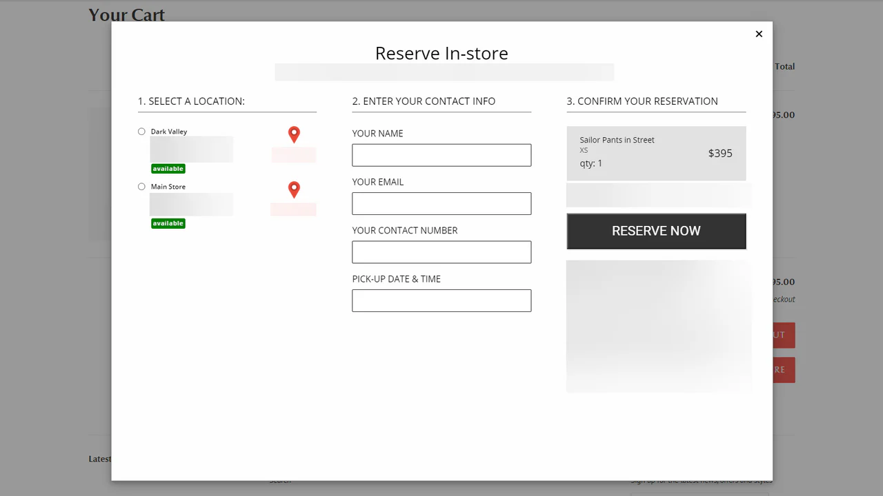 Reservations Modal