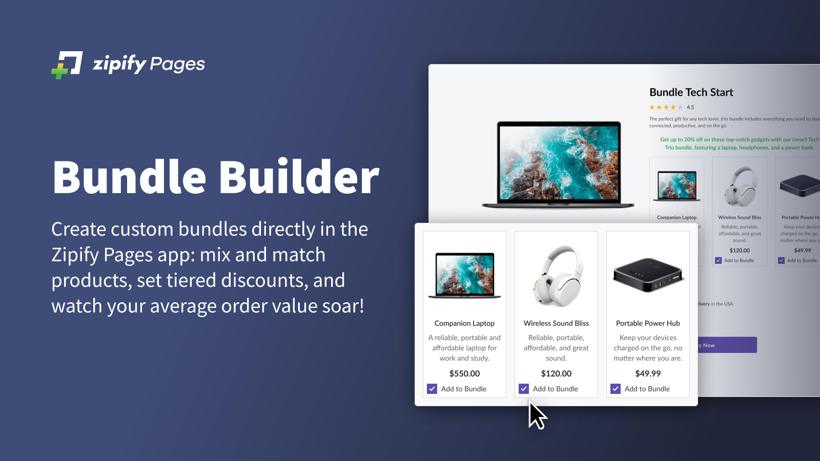Create custom product bundles directly in Zipify Pages.