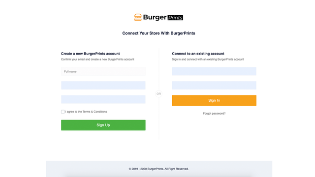 Verbind uw winkel met burgerprints