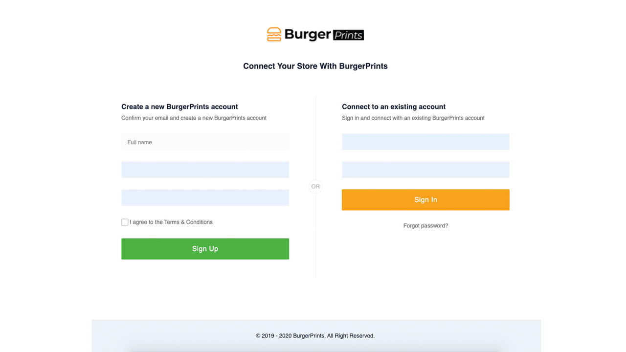 Verbind uw winkel met burgerprints