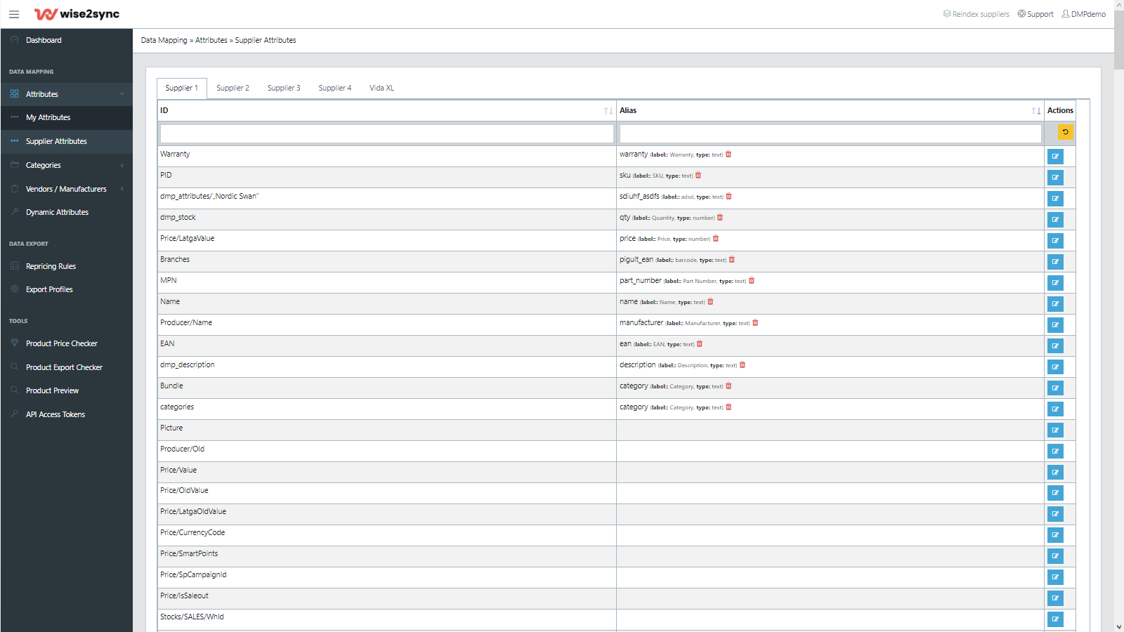 Supplier Attributes