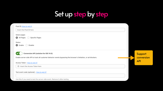 Track all events in sample step, conversion api Support