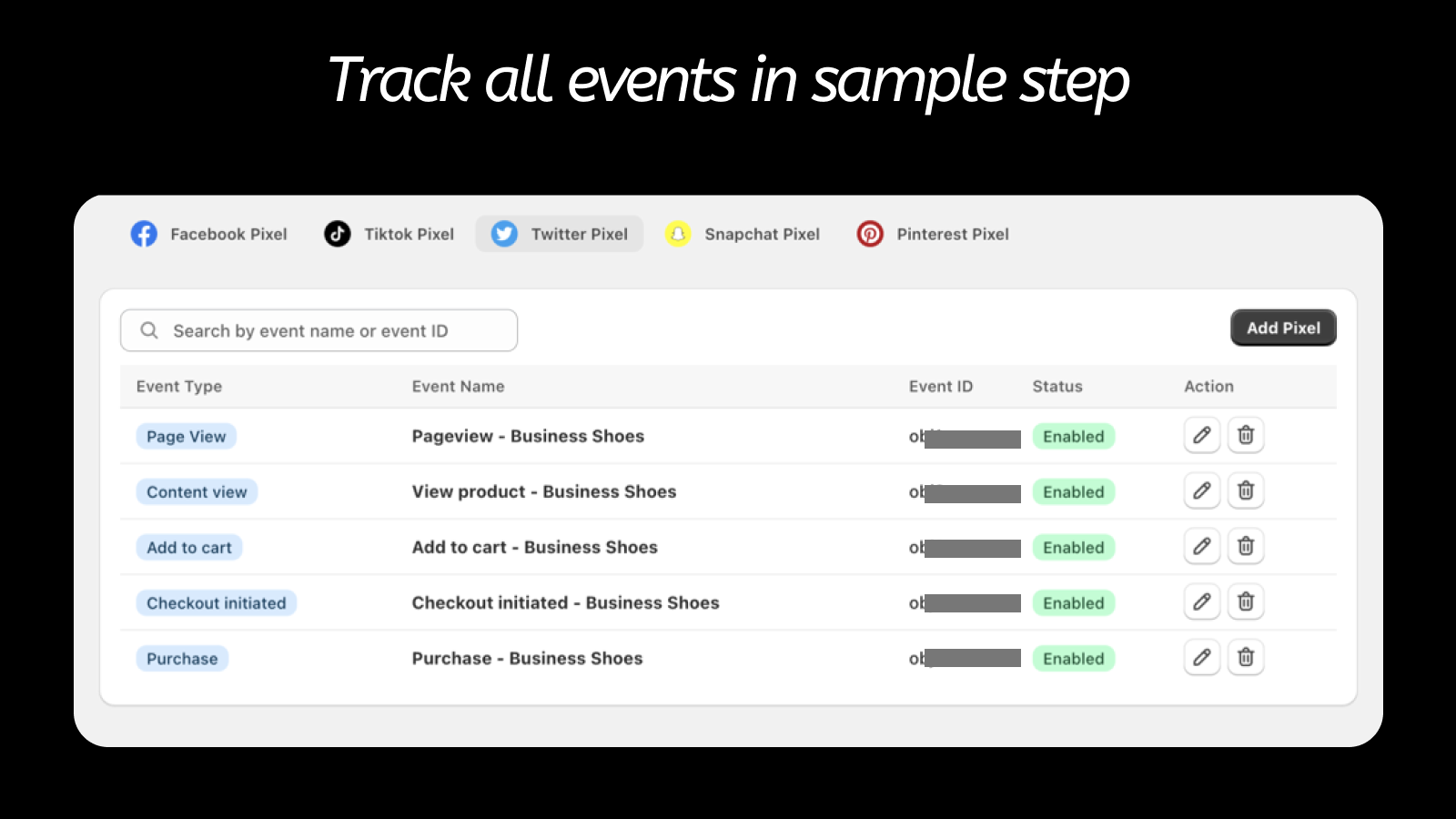 Set up step by step facebook pixel, tiktok pixel, twitter pixel