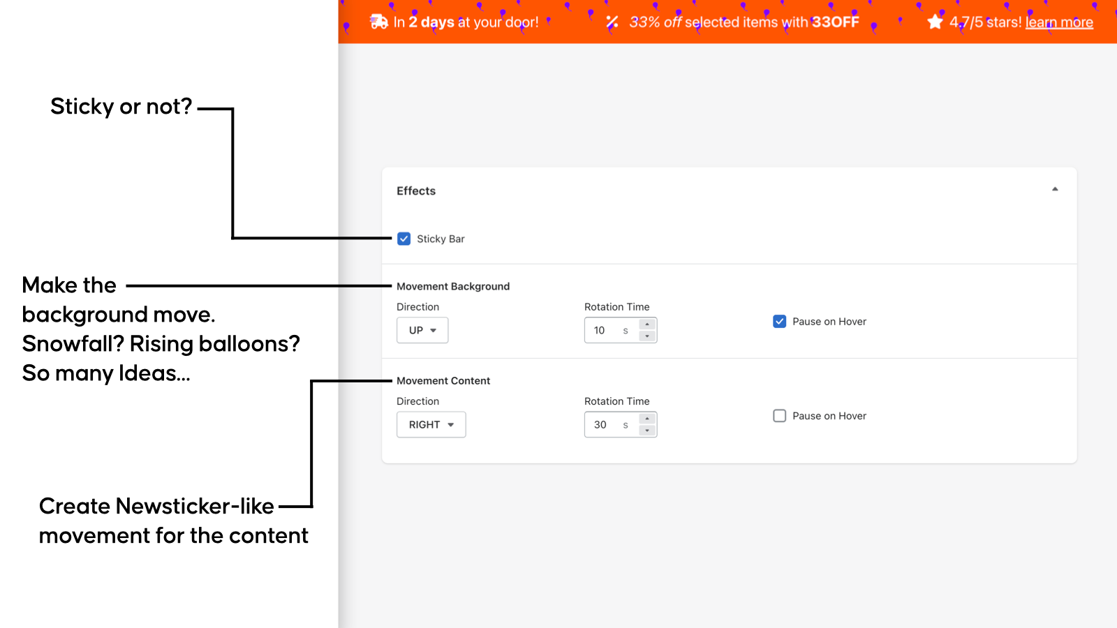 Épicez-le. Faites bouger votre contenu et votre arrière-plan.