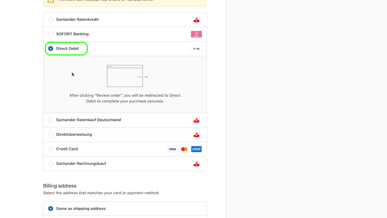 Stripe Direkte Debit Desktop