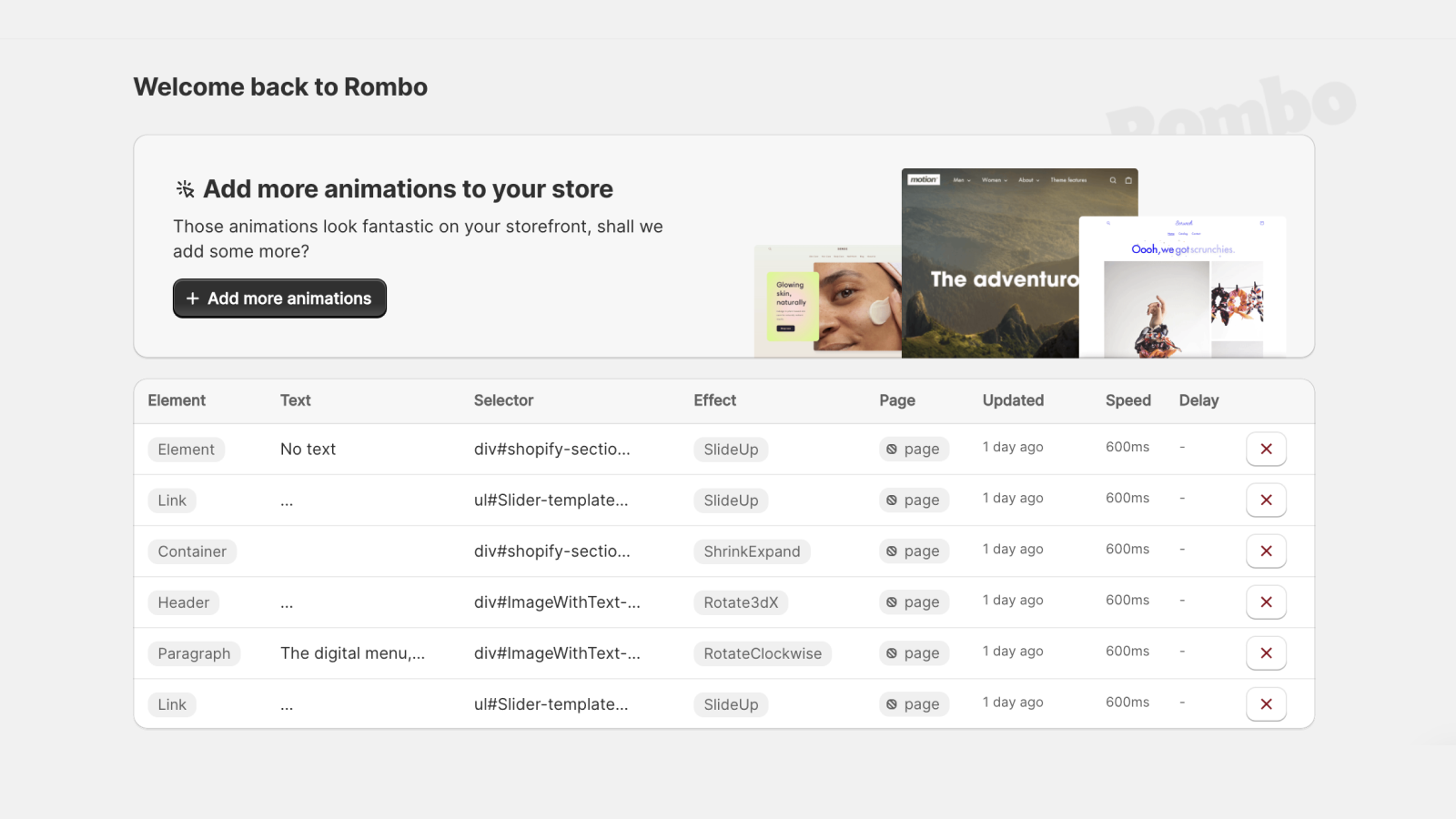 Rombo ‑ Animate Your Store Screenshot