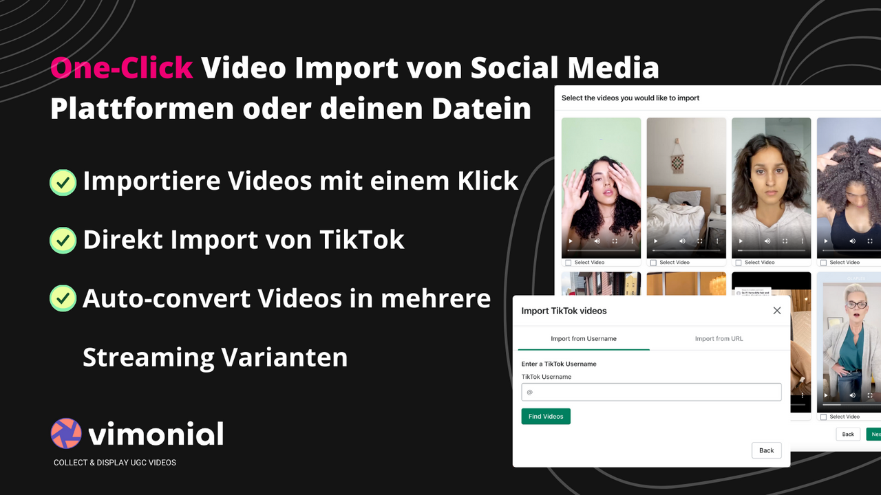 One-Click video import von Sozialen Media Plattformen