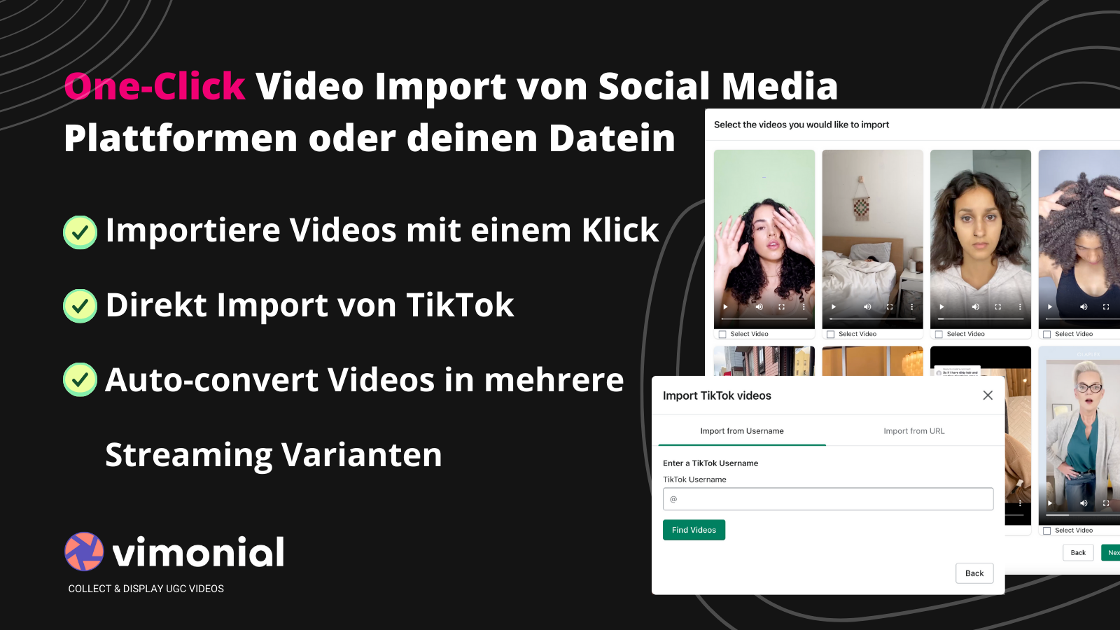 One-Click video import von Sozialen Media Plattformen