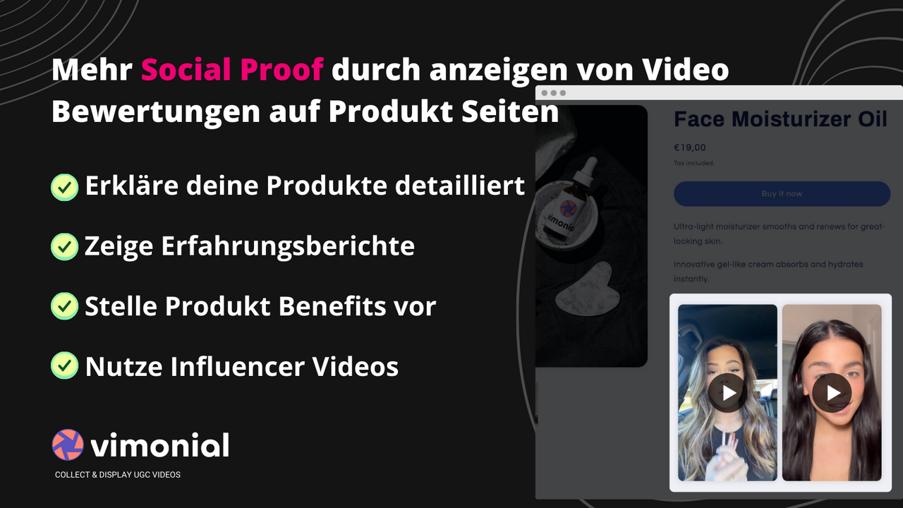 Social proof durch video testimonials auf Produktseiten