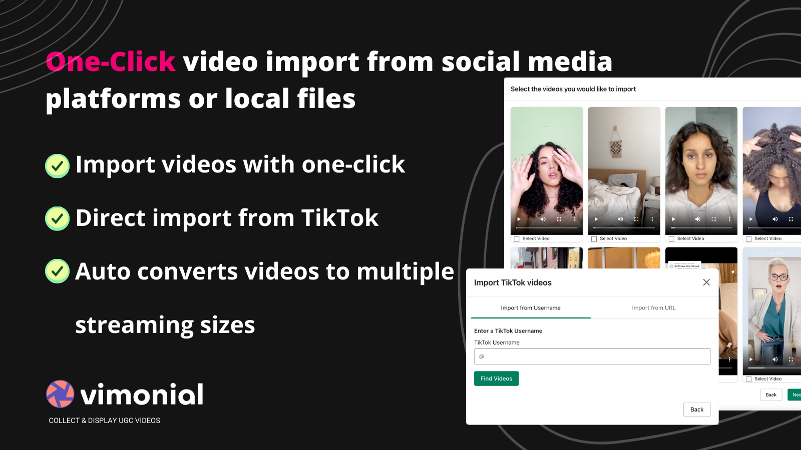 Importação de vídeo com um clique de plataformas sociais ou arquivos locais