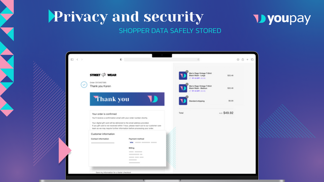 Privacidad y seguridad. Datos del comprador almacenados de forma segura