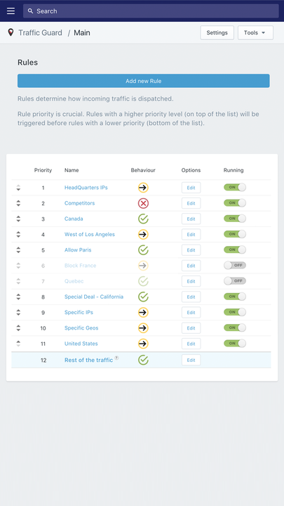 Traffic Guard Mobiele Screenshot - Regels