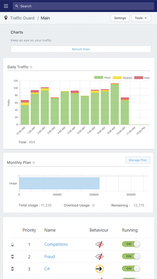 Traffic Guard Mobiele Screenshot - Hoofd