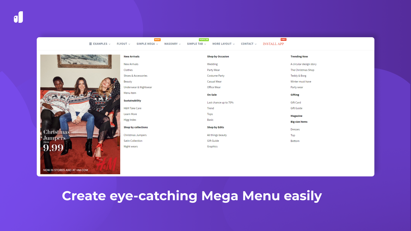 Create eye-catching Mega Menu easily 