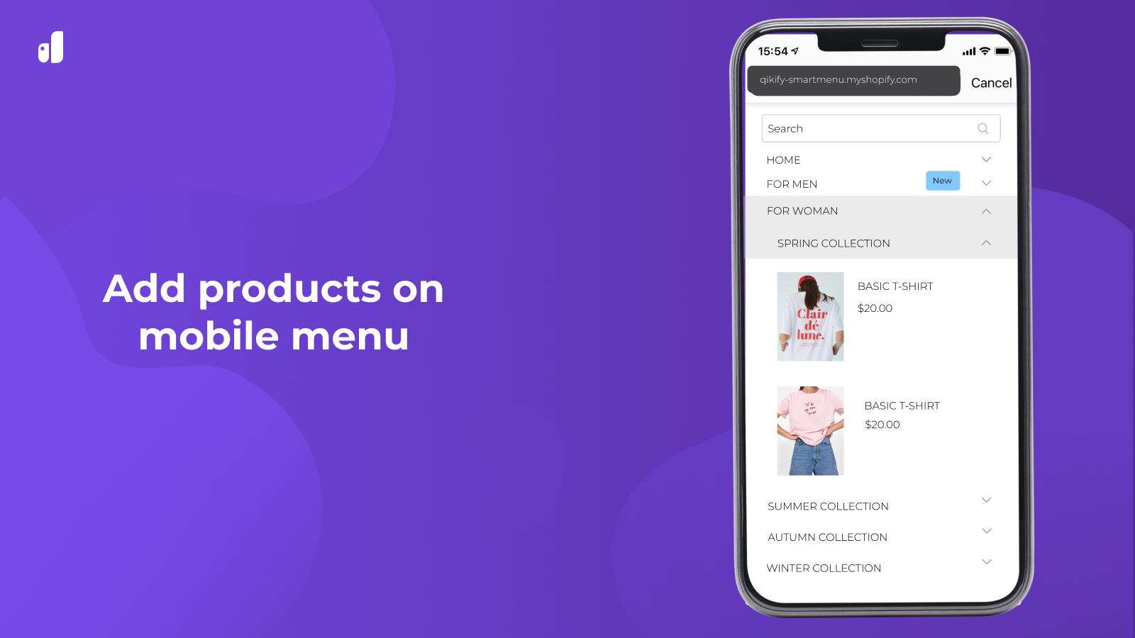 Add products on mobile menu