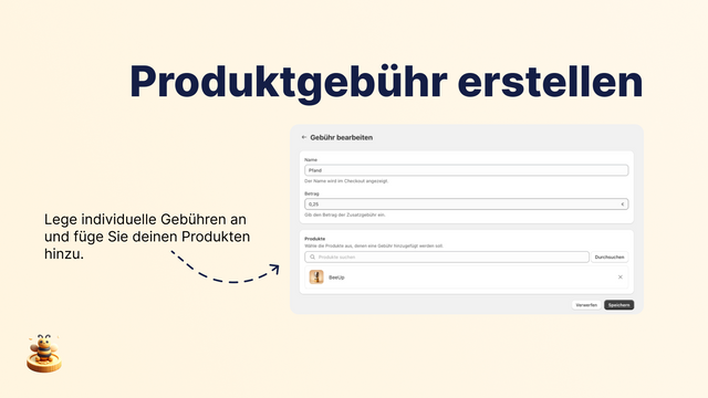 Erstellen einer Produktgebühr oder Pfand