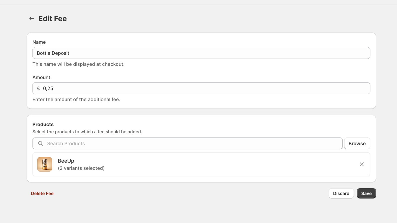 Processing a product charge and selecting products.