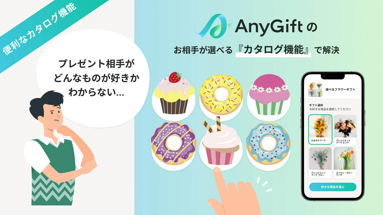 AnyGift-プレゼント相手の好みやサイズがわからないときに。お相手が選べる「カタログギフト」機能