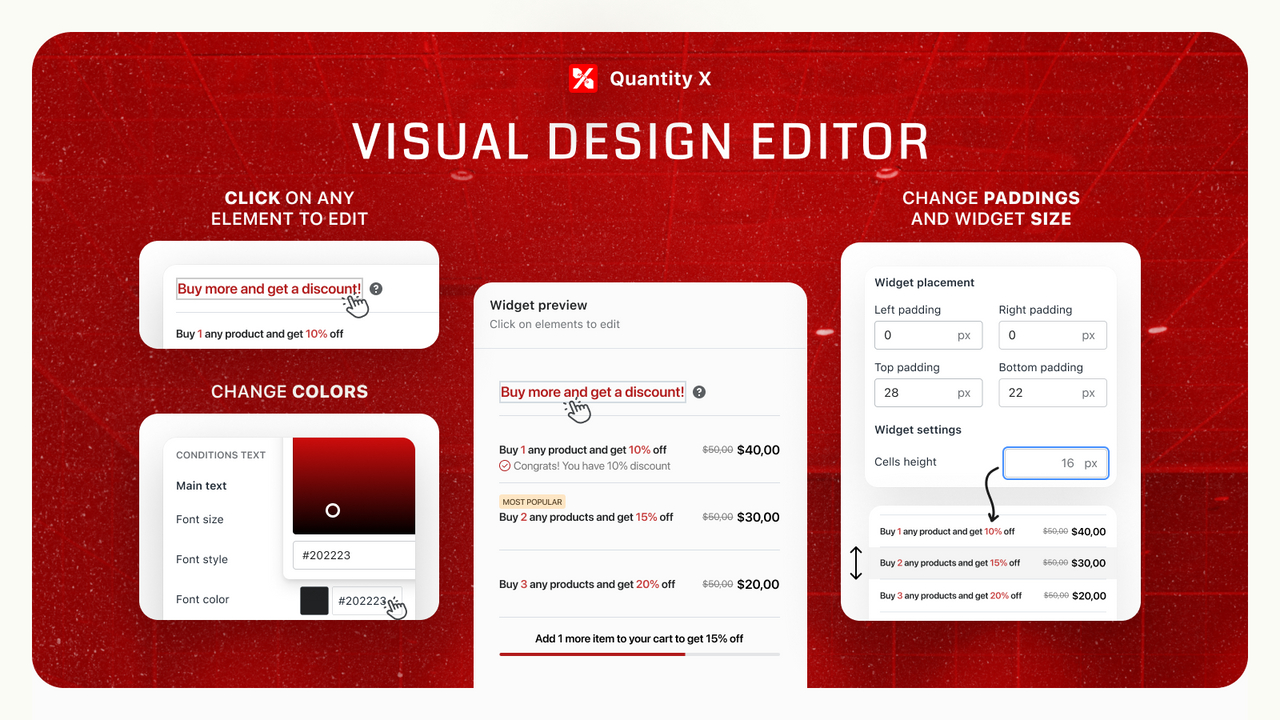 design settings of the tiered pricing app