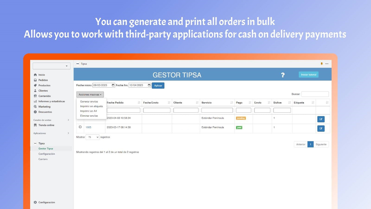Bulk generate and print Shopify orders