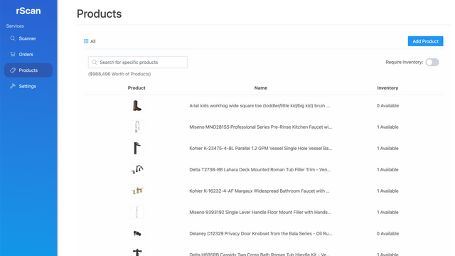 Lista rScan de produtos escaneados