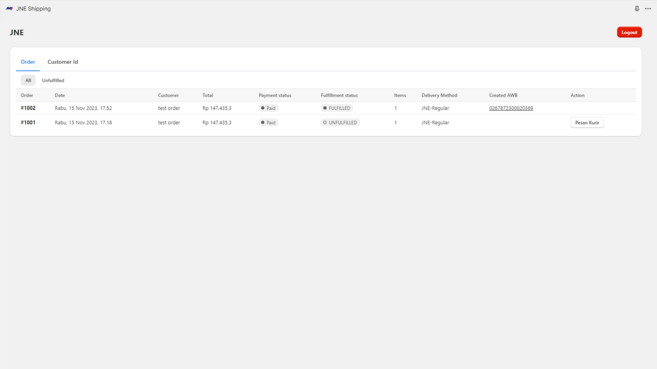 Dashboard auf jne