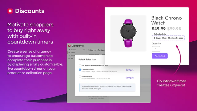 Motivate shoppers to buy with built-in countdown timers