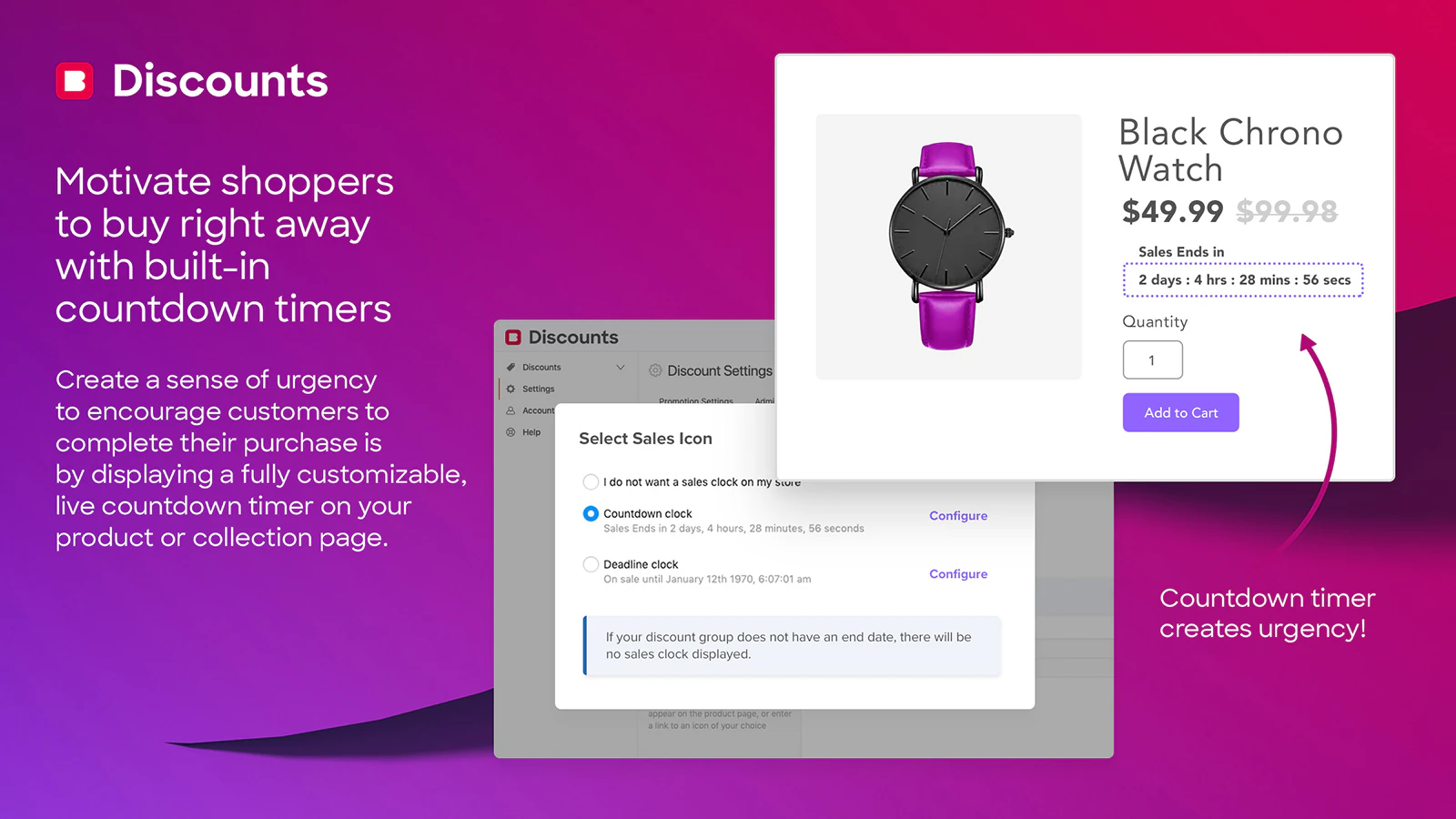 Motivate shoppers to buy with built-in countdown timers